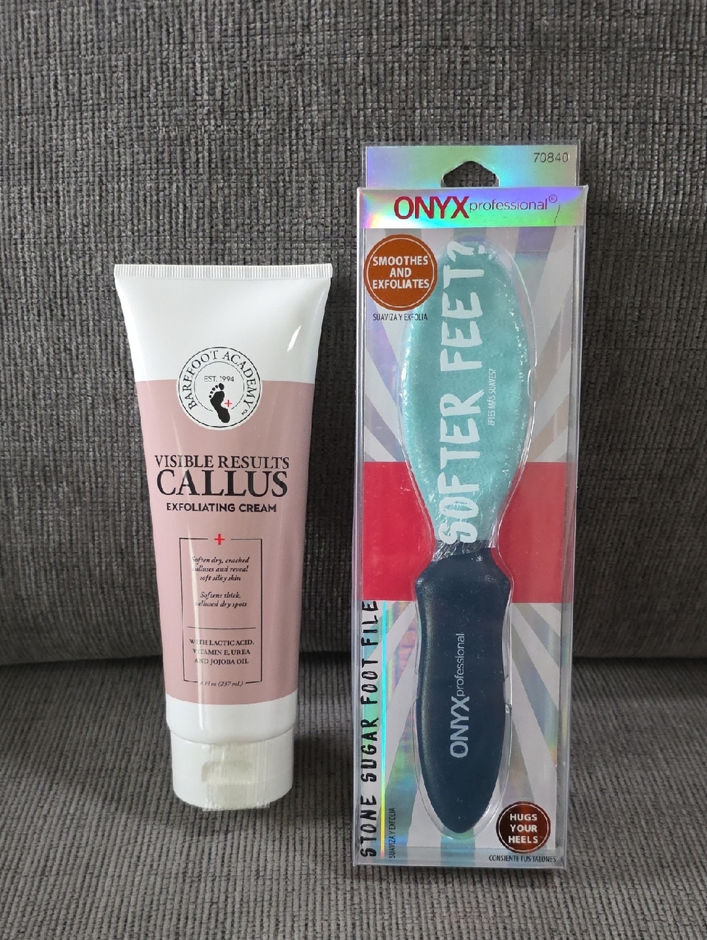 Barefoot Academy Callus Exfoliating Cream & Onyx Stone Sugar Foot File, New.